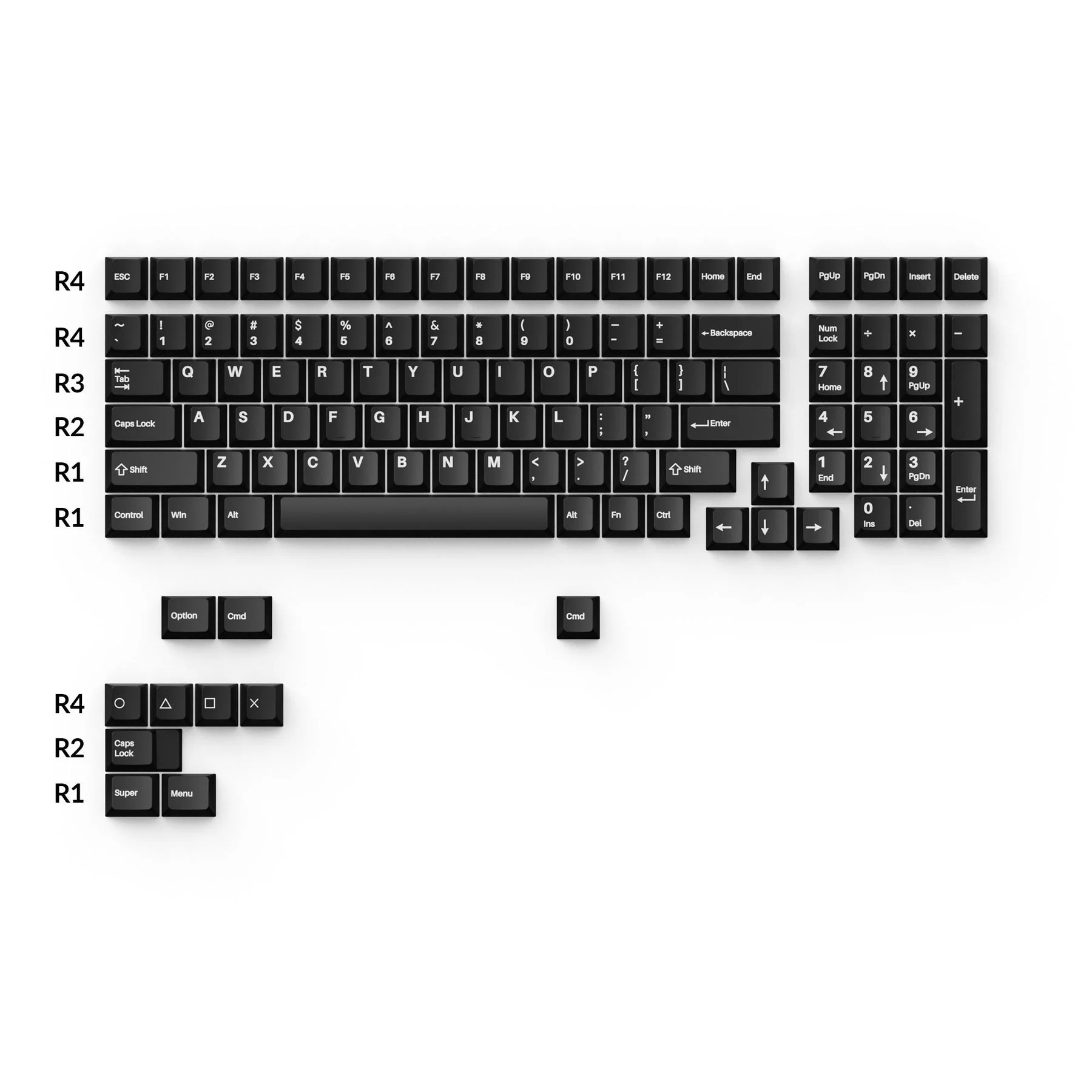 Cherry Profile Double - Shot PBT Full Set Keycaps - White on Black - Wob - Image 2