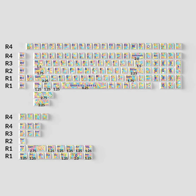 Graffiti Party - Cherry Profile Dye-Sub PBT Full Keycap Set - Image 2