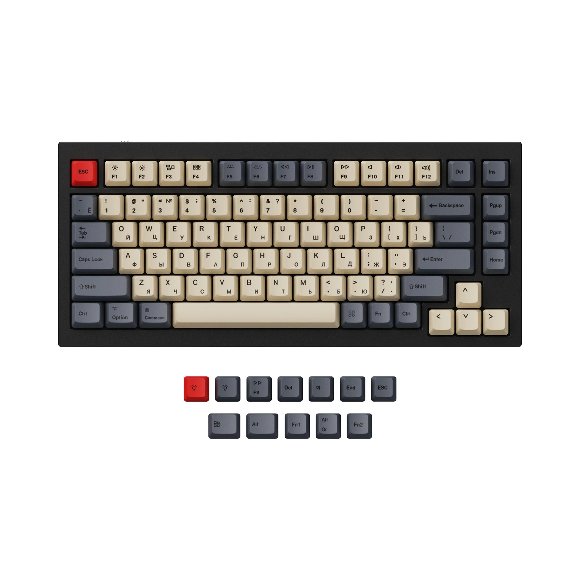 ISO & ANSI Q1 & Q2 & K2 OEM Dye-Sub PBT Keycap Set - Carbon - Image 3