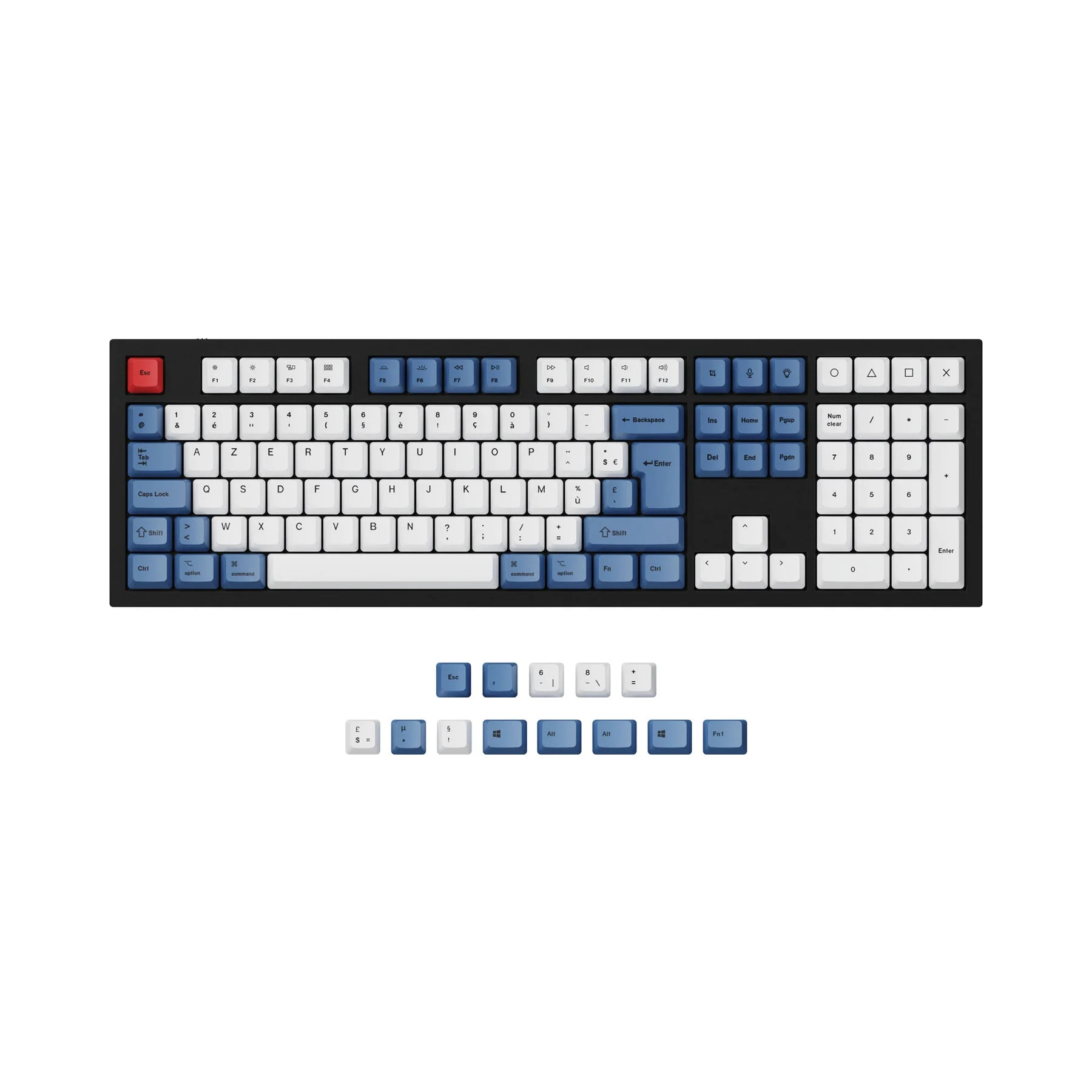 ISO & ANSI Q3 & Q4 & Q6 & V3 & V4 & V6 & K8 & K8 Pro OEM Dye-Sub PBT Keycap Set - Blue - Image 2