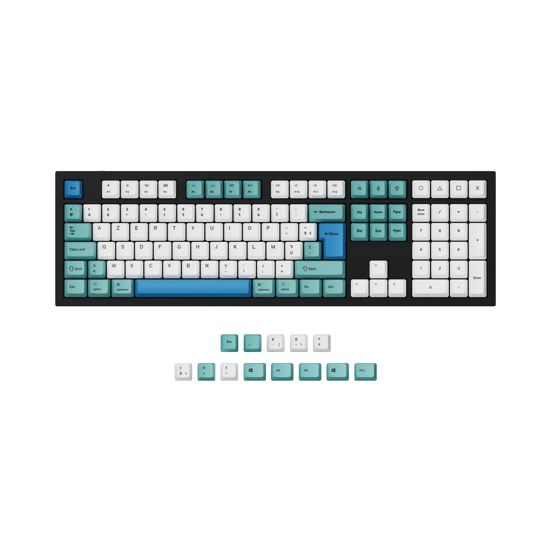ISO & ANSI Q3 & Q4 & Q6 & V3 & V4 & V6 & K8 & K8 Pro OEM Dye-Sub PBT Keycap Set - Iceberg - Image 2