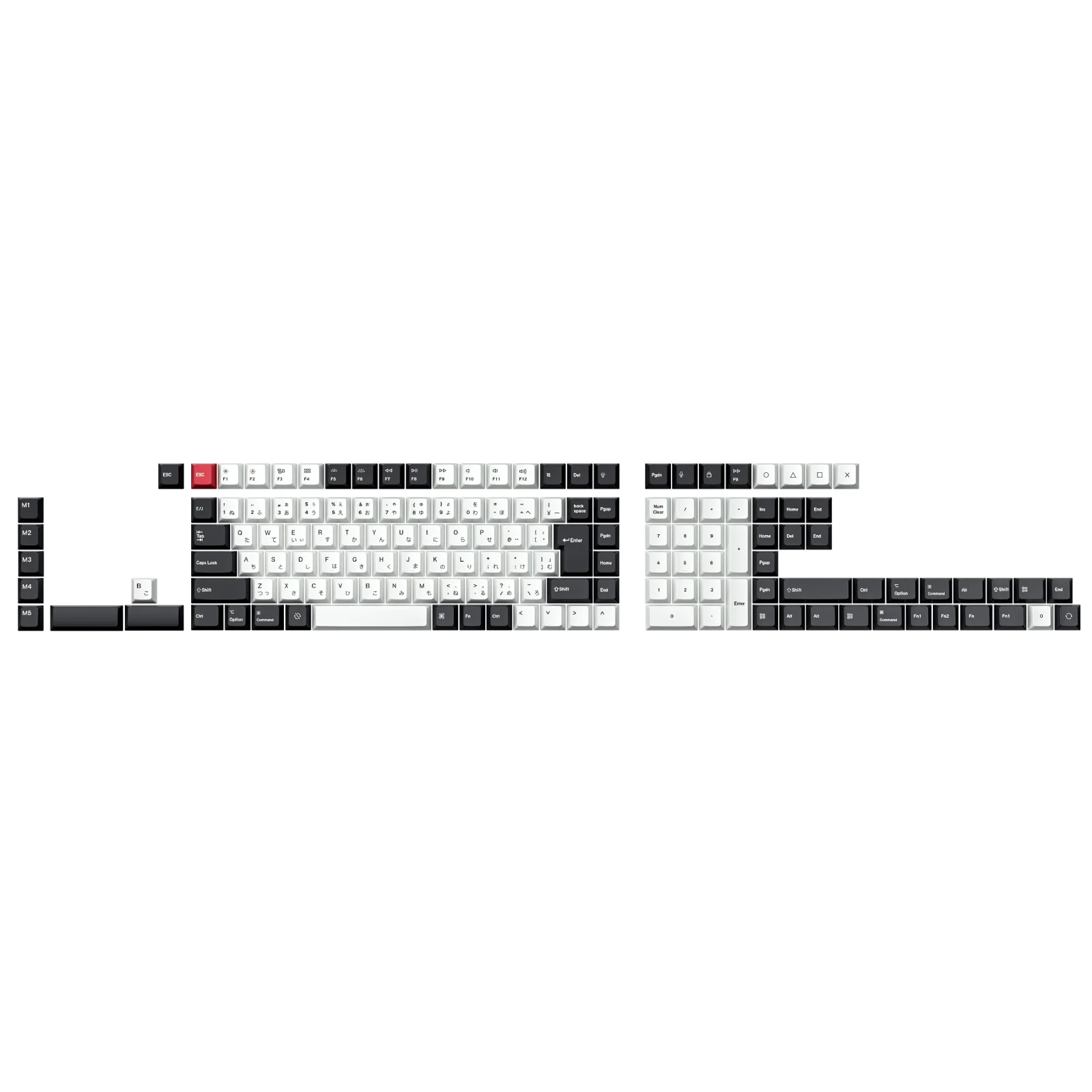 ISO Layout Cherry Profile Dye-Sub PBT Full Keycap Set - Black and White - Image 11