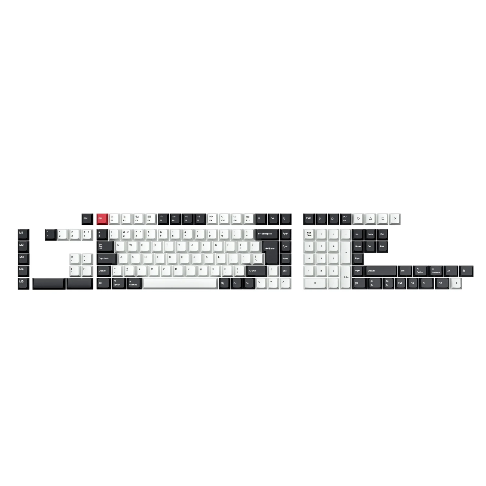 ISO Layout Cherry Profile Dye-Sub PBT Full Keycap Set - Black and White - Image 6