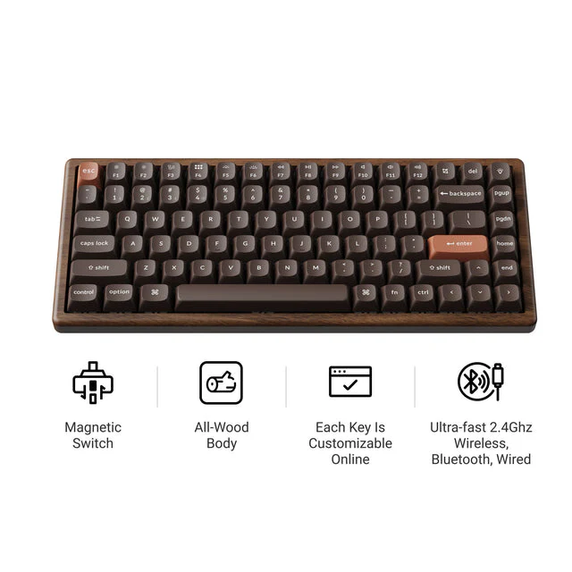 Keychron K2 HE Wireless Magnetic Switch Custom Keyboard - All-Wood Special Edition - Image 2