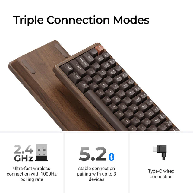 Keychron K2 HE Wireless Magnetic Switch Custom Keyboard - All-Wood Special Edition - Image 5