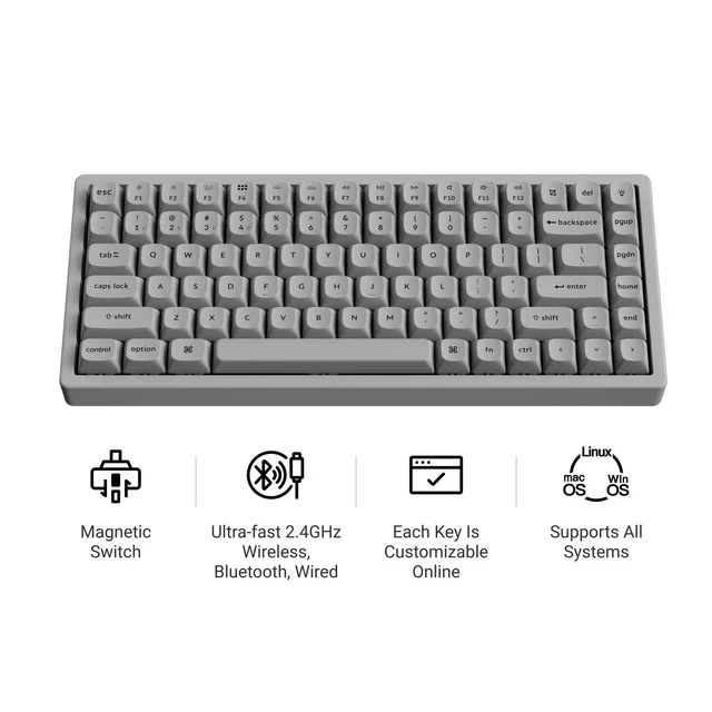 Keychron K2 HE Wireless Magnetic Switch Custom Keyboard - Concrete Edition (US ANSI Layout) - Image 2
