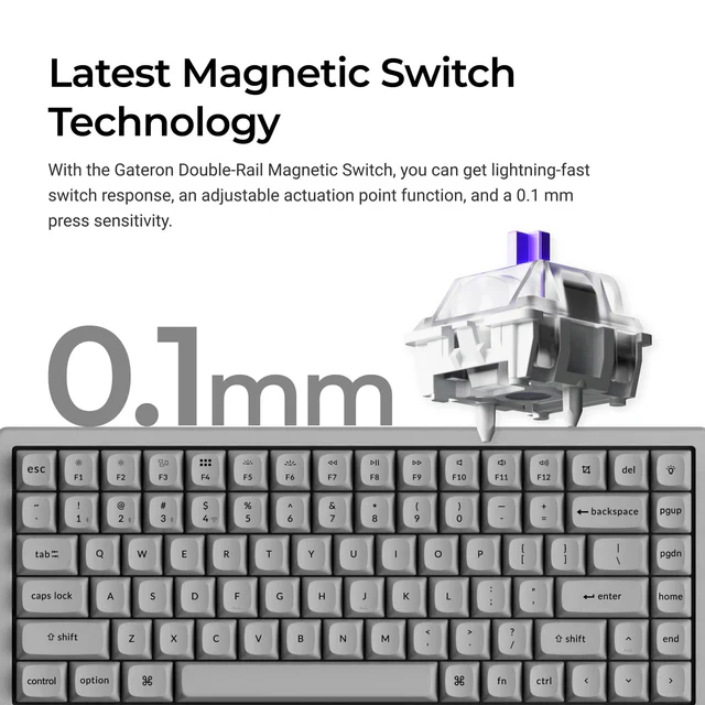 Keychron K2 HE Wireless Magnetic Switch Custom Keyboard - Concrete Edition (US ANSI Layout) - Image 3