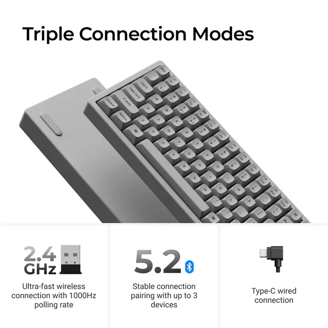 Keychron K2 HE Wireless Magnetic Switch Custom Keyboard - Concrete Edition (US ANSI Layout) - Image 5