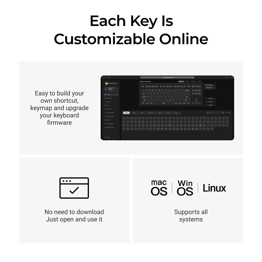 Keychron Q3 Ultra 8K Wireless Custom Mechanical Keyboard (US ANSI Layout) - Image 6