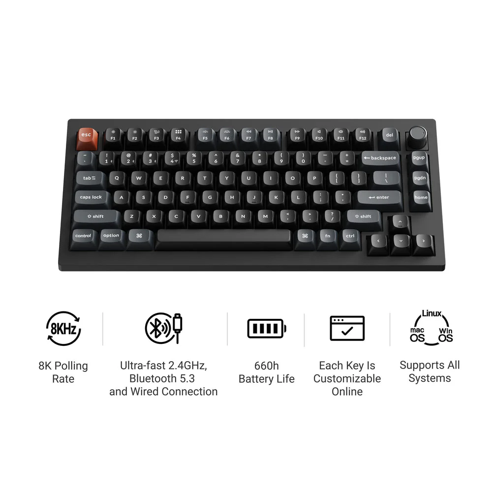 Keychron V1 Ultra 8K Wireless Custom Mechanical Keyboard (US ANSI Layout) - Image 10