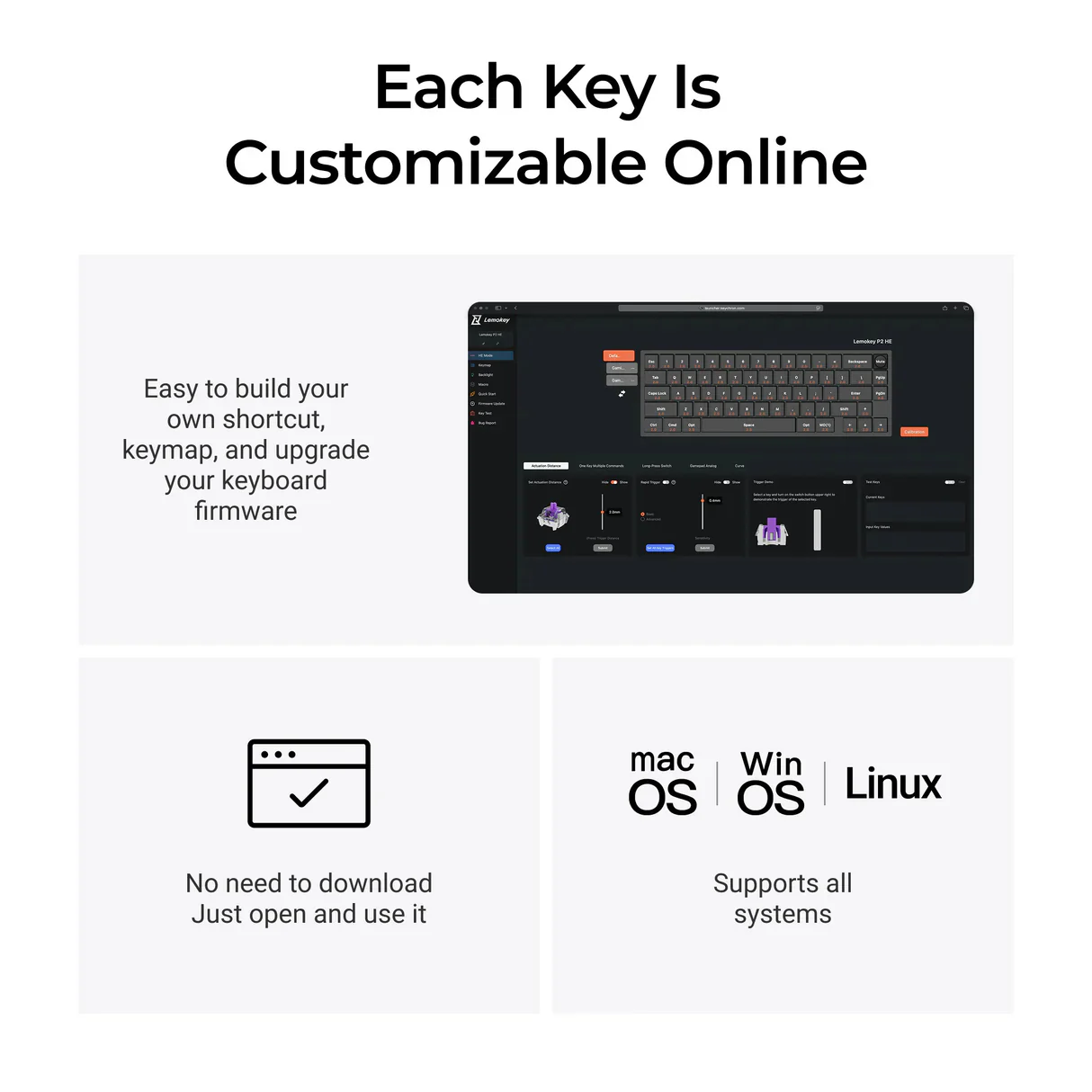 Lemokey P2 HE Wireless Magnetic Switch Custom Gaming Keyboard (US ANSI Layout) - Image 4
