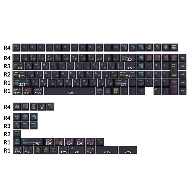Neon Night - Cherry Profile Dye-Sub PBT Full Keycap Set - Image 2