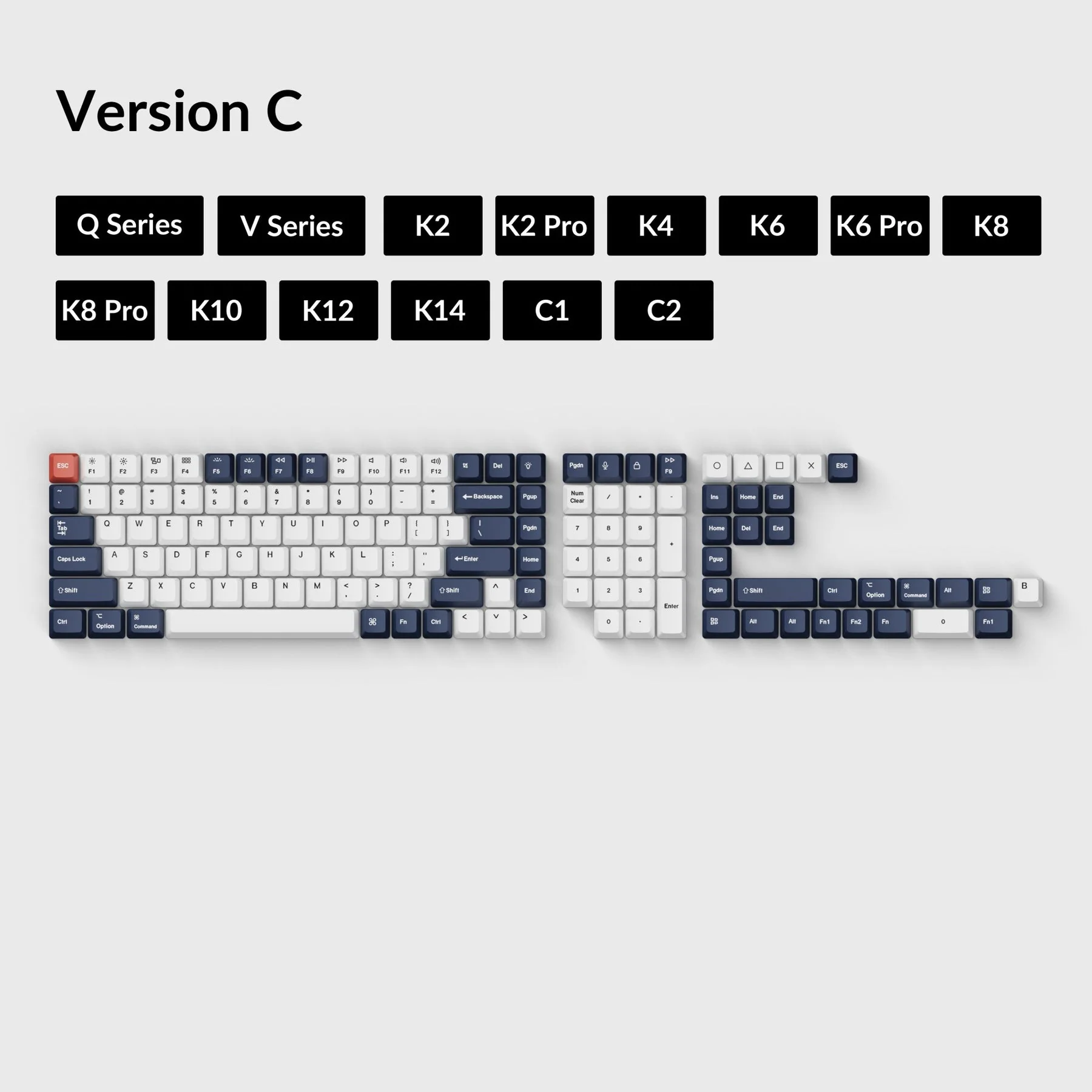 OEM Dye-Sub PBT Keycap Set - Bluish Black And White - Image 6